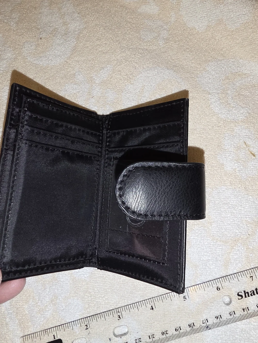 Small Leather Wallet with Snap Closure - Black